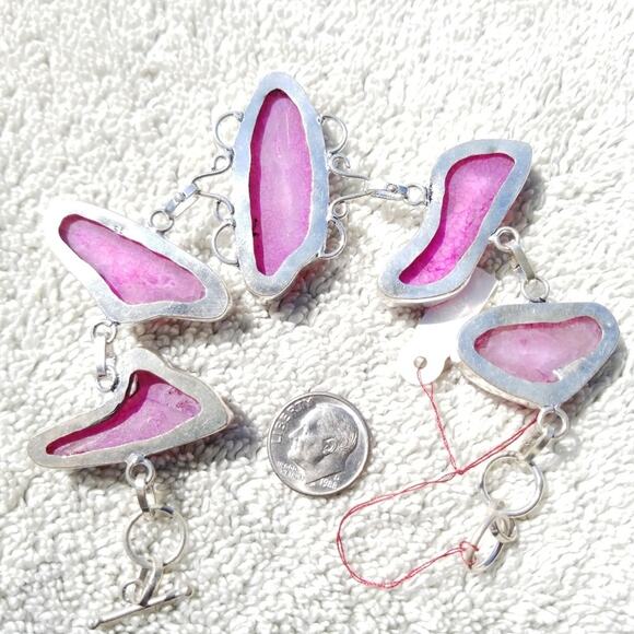 New Slice Crystal Druzy Sterling Silver Bracelet - Picture 5 of 8